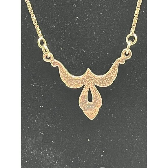 Sterling Silver 925 Crystal Fleur De Lis‎ Center Pendant Necklace Dainty Chain - Picture 4 of 5